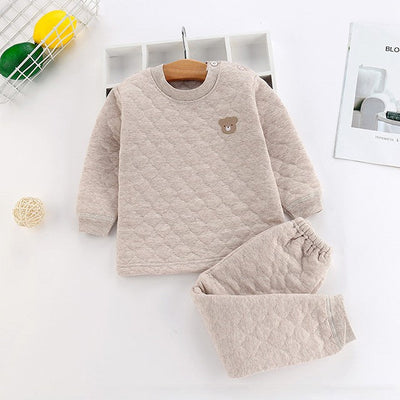 Winter Kids Pajamas For Baby Children Thermal Underwear Clothes Suit Three Layers Thick Cotton Toddler Boys Girls Sleepwear Set