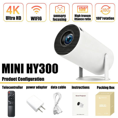 New Projector 4K Android 11 HY300 Wifi6 290ANSI Allwinner H713 BT5.0 1080P 1280*720P Cinema Outdoor Portable Projetors ?