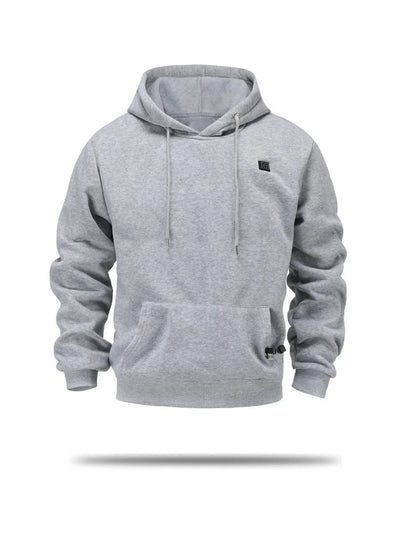 Cross-Border Men's USB Heated Fleece-Lined Sweatshirt Warm Outdoor Casual Clothing Electric Heating Hooded Sweatshirt