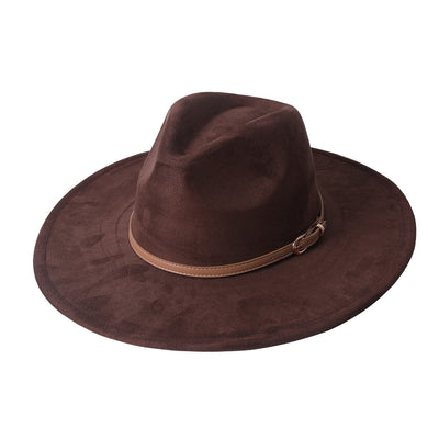 Vegan suede hat belt accessories heart-shaped wide-brimmed fedora hat for men and women felt jazz hat classic chapeau femme