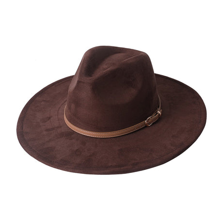 Vegan suede hat belt accessories heart-shaped wide-brimmed fedora hat for men and women felt jazz hat classic chapeau femme