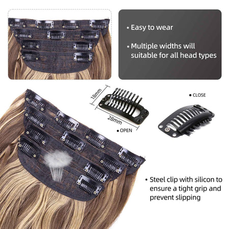 4Pcs/Set 20Inch Synthetic Hair Clip In Long Wavy Thick Hairpieces For Women Full Head Synthetic extenciones para el cabello