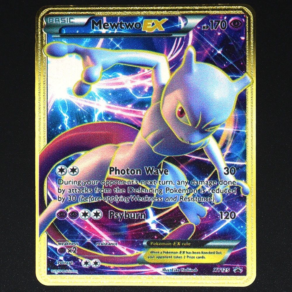 Pokemon 183200 Points High Hp  Gold Black English French Metal Cards Vmax Mega GX Game Collection Cards Charizard Pikachu Mewtwo