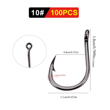 FTK 50-100pcs Gold Fishing Hook High Carbon Steel 1#-12# Barbed Hook With Ringed EYE Red Fishhooks for Carp Fishing Tackle