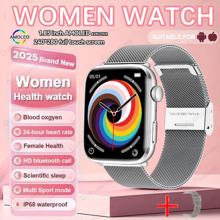 2025New NFC Smat Watch Women 1.85-inch Blood Pressure Heart Rate Bluetooth Call Female Health Smarwatches Ladies For Android IOS