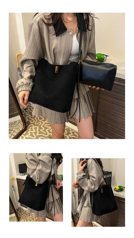 Shoulder Bags Bucket Bag Retro Suede Fur Women Tote Bag New Style Versatile Shoulder & Crossbody Bag 2025
