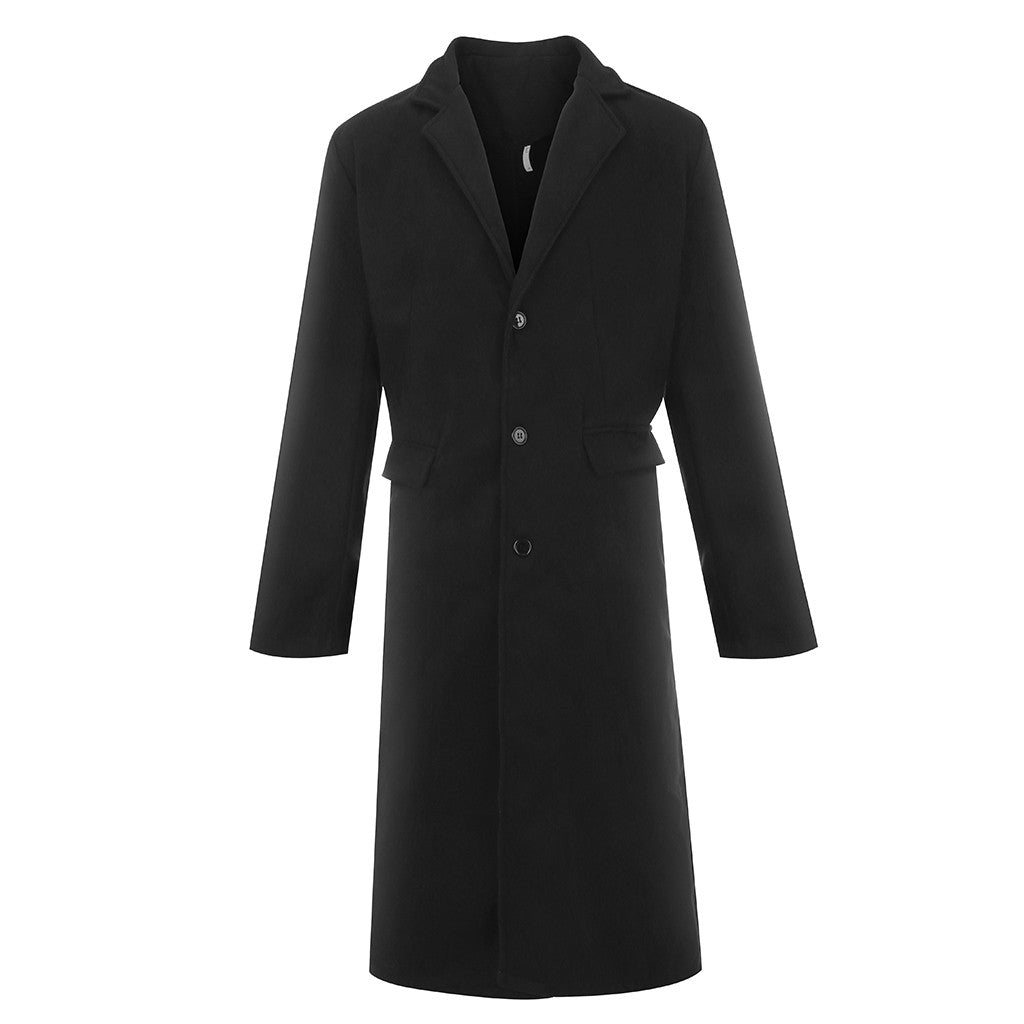 Korean Trend Men's Loose Casual Single-breasted Overcoat Autumn Winter Fashion New Long Sleeve Woolen Long Coat 2023