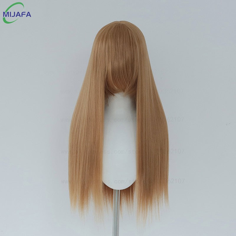Very High Quality 400g 48 Colors 24Inch 60cm Long Straight Cosplay Wig With Bangs Heat Resistant Hair Anime Wigs + Wig Cap