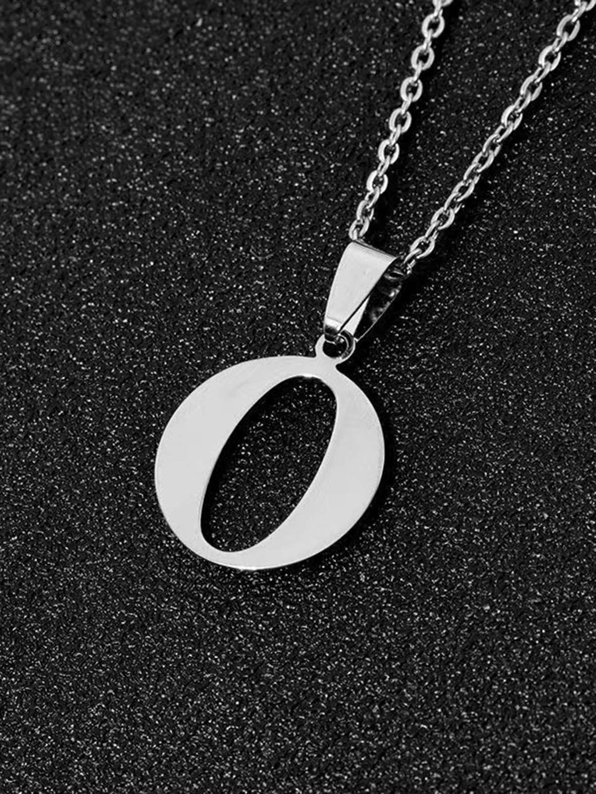 DGIDDK Stainless Steel Fashion Simple A-Z Small Letter Necklace Initial Pendant Fine Chain Alphabet Men Women Jewelry Gift