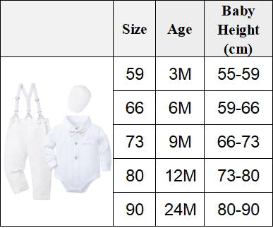 Baby Infant Baptism Suit for Boys Toddler Suspender Suit Formal Gentleman Flower Boys Wedding Clothes Set Newborn Outfit