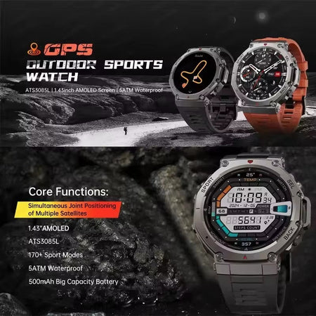 2025 Original T-Rex 3 Ultra Military GPS Smartwatch Built-in GNSS Compass Altimeter 10ATM Waterproof Sports Smartwatch Men Women