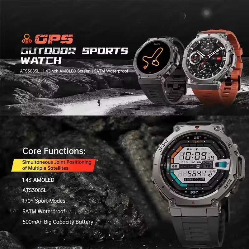 2025 Original T-Rex 3 Ultra Military GPS Smartwatch Built-in GNSS Compass Altimeter 10ATM Waterproof Sports Smartwatch Men Women