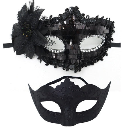 2Pcs Couples Gold Purple Black Blue Lace Masks Butterfly Venetian Face Cover for Mardi Gras Halloween Masquerade Party Costume