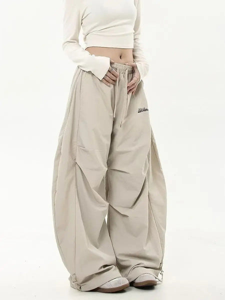 Retro Y2K Hip Hop Streetwear Casual Chic Matching Sweatpant Oversize Women's Wide Leg Pant Low Waist Drawstring Lady Cargo Pants
