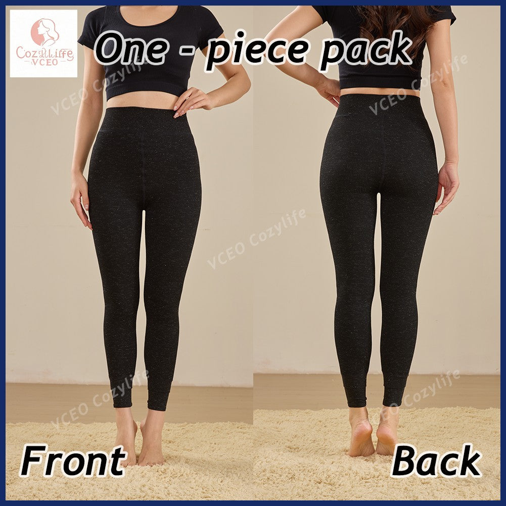 Warm fleece - padded leggings Warm thermal leggings Heavyweight 300g Fleece for Ultimate Warmth High - waisted warm leggings