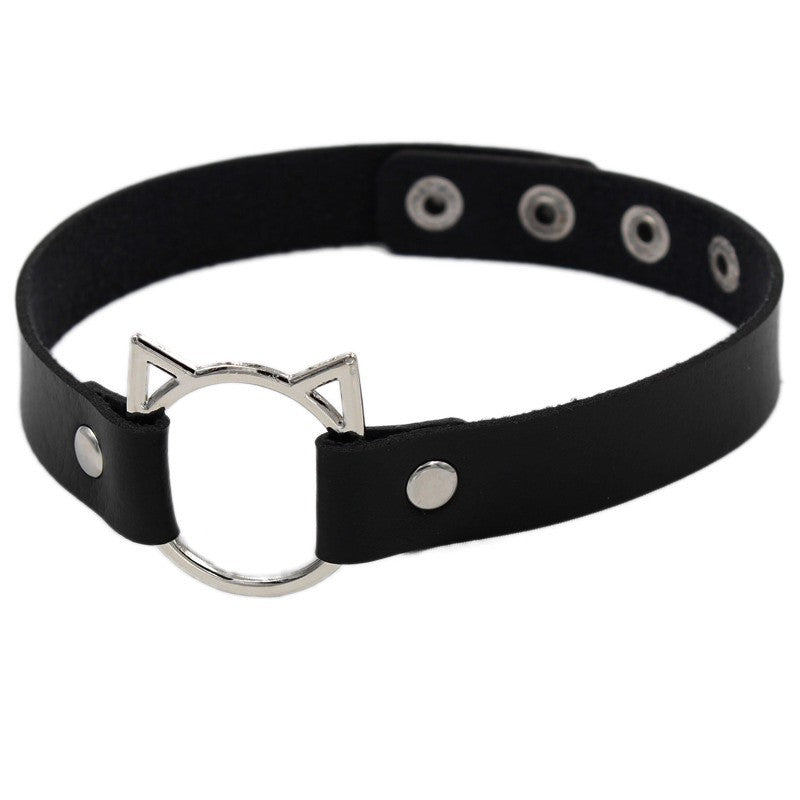 Woman Black Punk Choker Collar Necklace Sexy PU Leather Heart Lock Key Spike Chocker Gothic Cosplay Accessories Party Jewelry