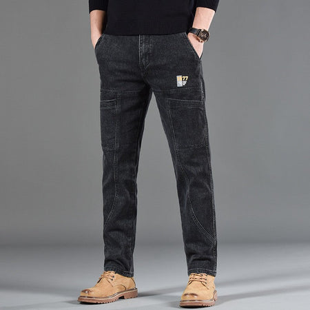 Fashion Print Six-Pocket Jeans Small Straight Cut Style Men's Casual Comfortable Fit Clothing