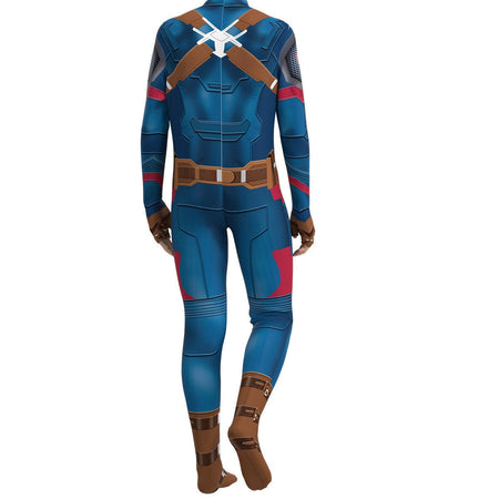 Halloween Cosplay Costume Captain Iron Long Sleeved Print Bodysuit Theme Party Role Playing Outfits for Adult Men