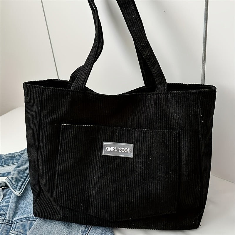 Women's Corduroy Shoulder Tote Bag, Casual Large Capacity Fashion Handbag for Going Out, Purses and Handbags Designer Bag