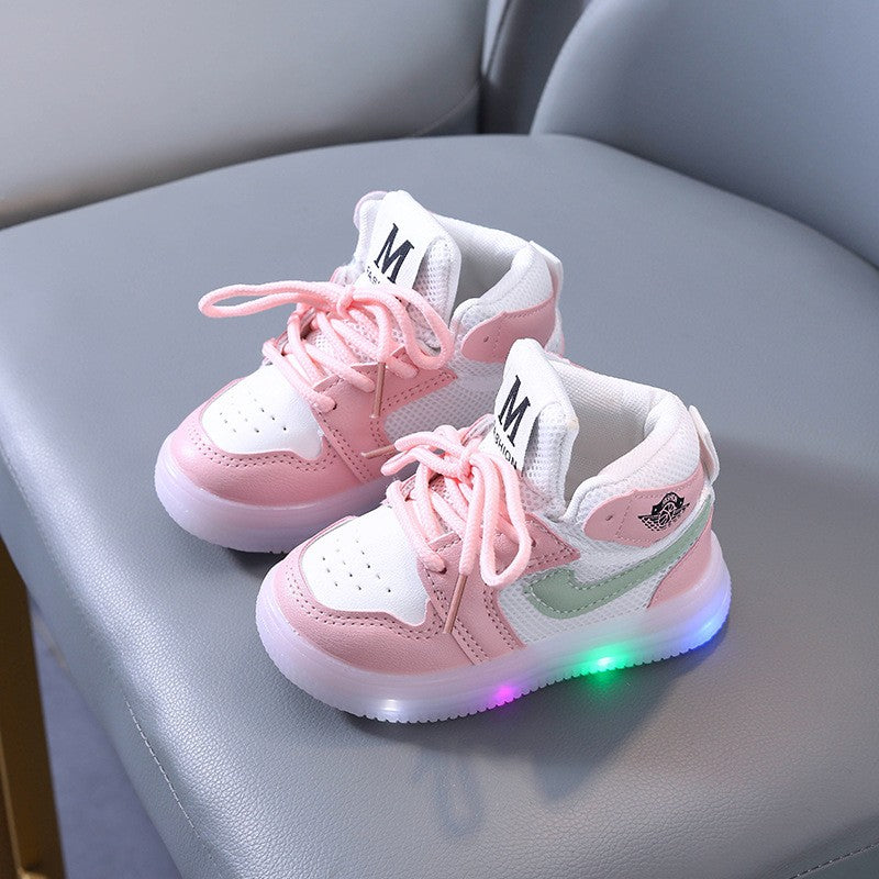 Children Shoe Spring and Autumn Boys Girls Lighted Sneakers Glowing Shoe Soft Soled Breathable Casual Infant Toddler Shoes
