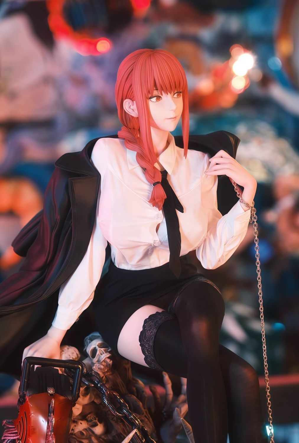 In Stock Hhs 46cm Anime Chainsaw Man Figure Makima Action Figures Pvc Statue Desktop Ornamen Collection Model Toys Gifts