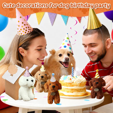 8-36Pcs Puppy Stuffed Animals Bulk Adopt A Puppy Party Favors with Card Hat Paper Boxes Birthday Stuffed Dogs Keychain for Kids