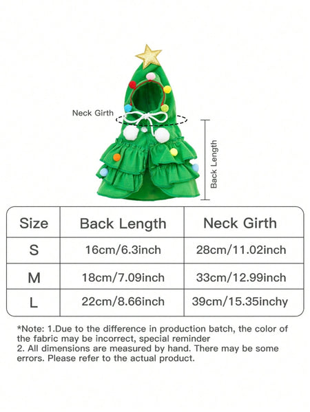 Christmas Pet Costume, Autumn And Winter Dog Cape, Christmas Tree Design Pet Cloak Shawl, Dog Transformation Outfit