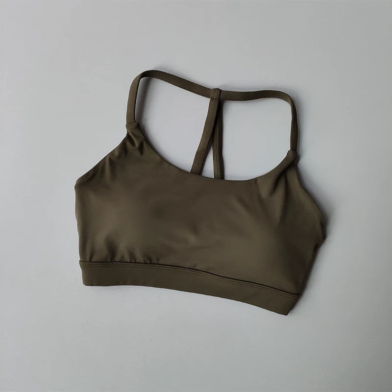 Beautiful Back Sports Underwear Women's Thin Shoulder Strap Hanging Neck Strap Naked Feel bra Yoga Bra Fitness Training Tank Top
