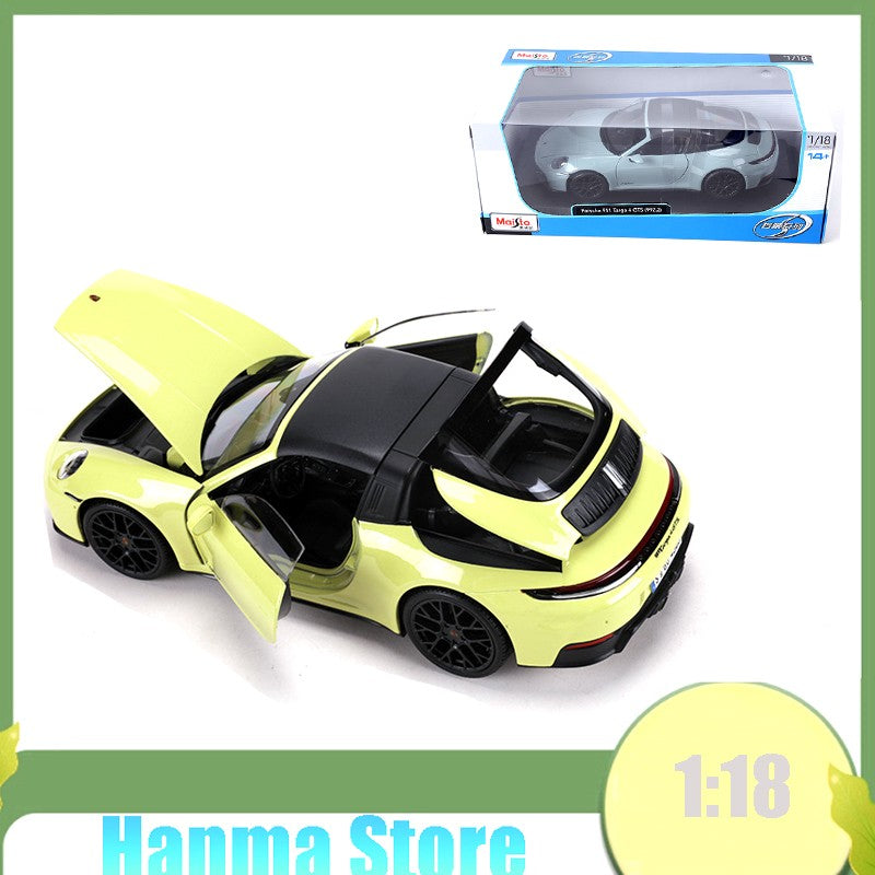 In Stock Maisto 1:18 Porsche 911 Targa 4 Gts (992.2) With Windows Alloy Miniature Diecast Fully Open Model Custom Toys Gifts