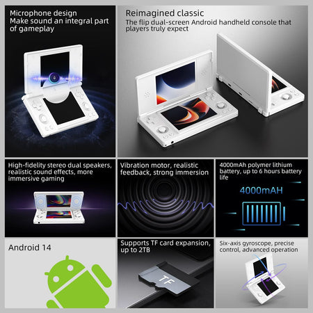Anbernic RG DS Video Game Console Dual 4.0” IPS Screen Android 14 Support Dual Application On Split Screens & Hall  PSP Gifts