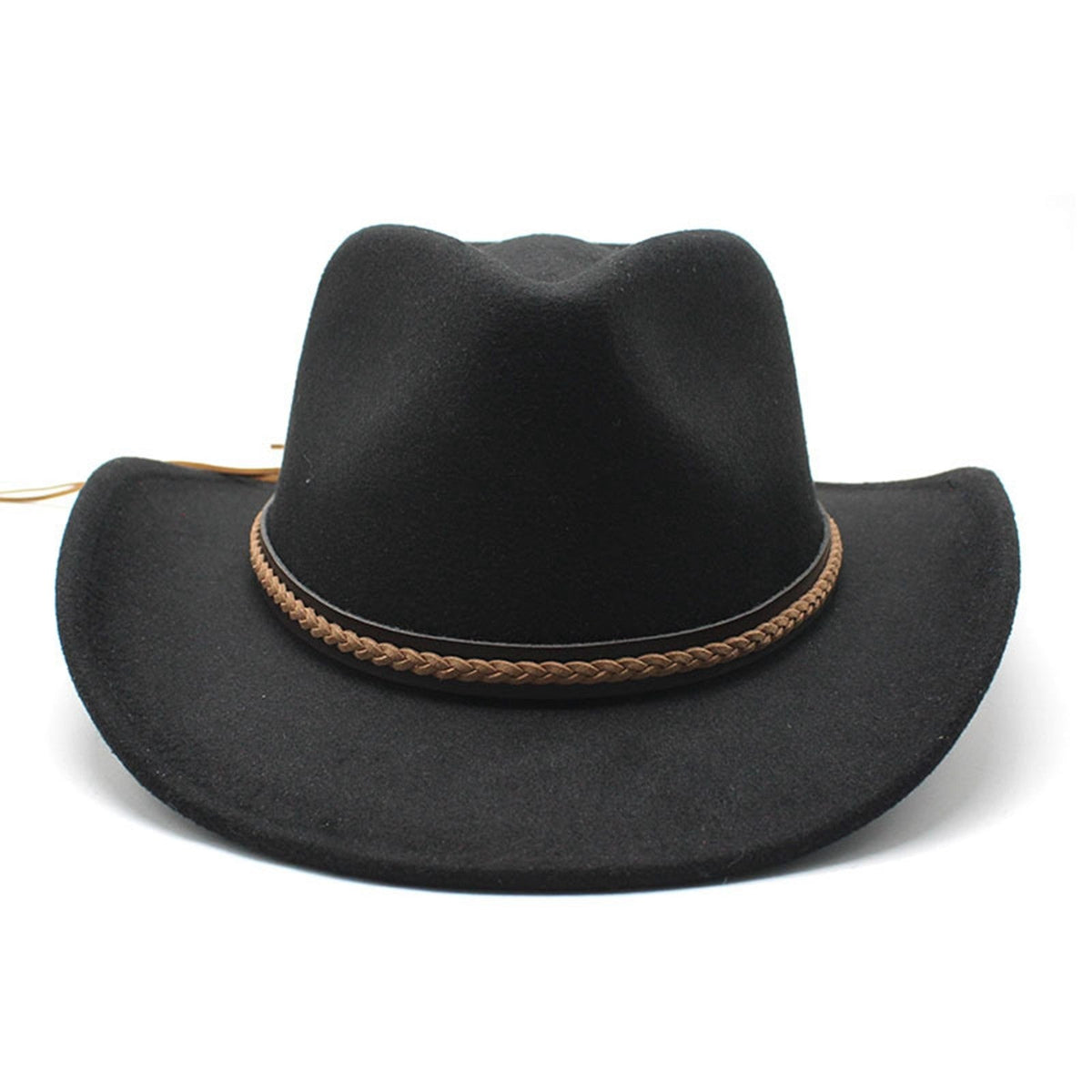 Classic Cowboy Hats for Women Men Retro Cowgirl Hats Wide Brim Felt Hats with Decorative Band