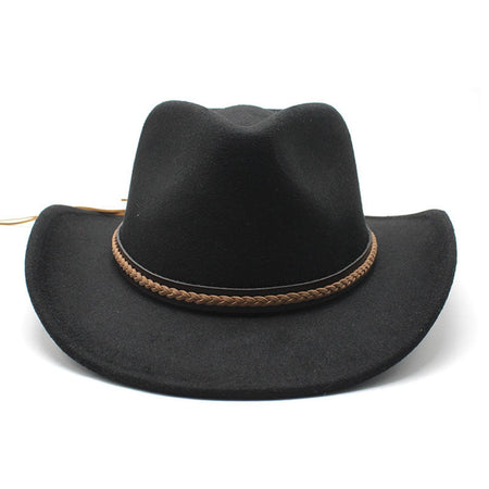 Classic Cowboy Hats for Women Men Retro Cowgirl Hats Wide Brim Felt Hats with Decorative Band