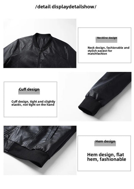 Men's Slim Fit Leather Jacket 2025 New Style Versatile Cool Fashionable PU Leather Coat Casual Streetwear