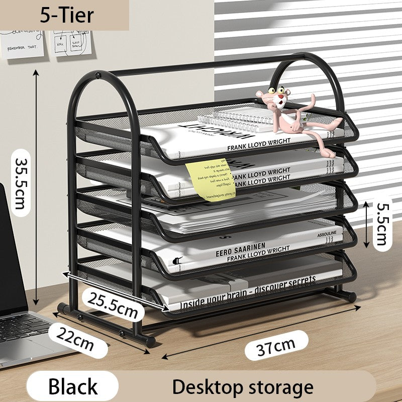 Mesh Letter Tray,Office Desk Paper Organizer with Sliding Trays for Desk Accessories, Office Supplies and File Storage, Black