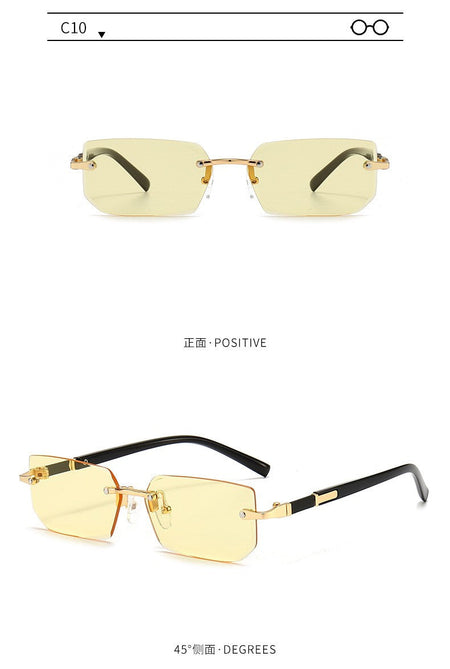 Rimless Sunglasses Rectangle Fashion Popular Women Men Shades Small Square Sun Glasses for Female Male Summer Traveling Oculos