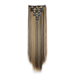 24Inch Synthetic 7Pcs/set Long Straight Hair Extension 16Clips Hairstyle Black Blonde Hairpiece extenciones para el cabello