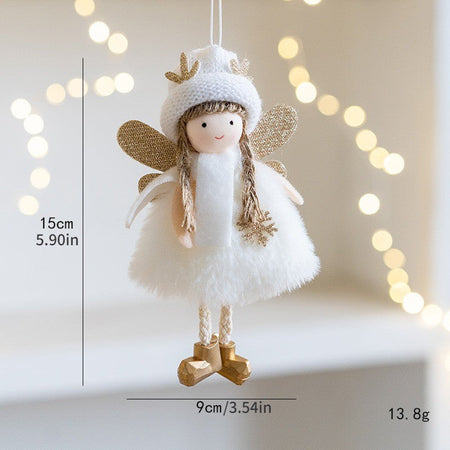 New Christmas Plush Angel Doll Pendant Ornaments Xmas Tree Hanging Decorations For Home Festive Party Decor 2024 New Year Gifts