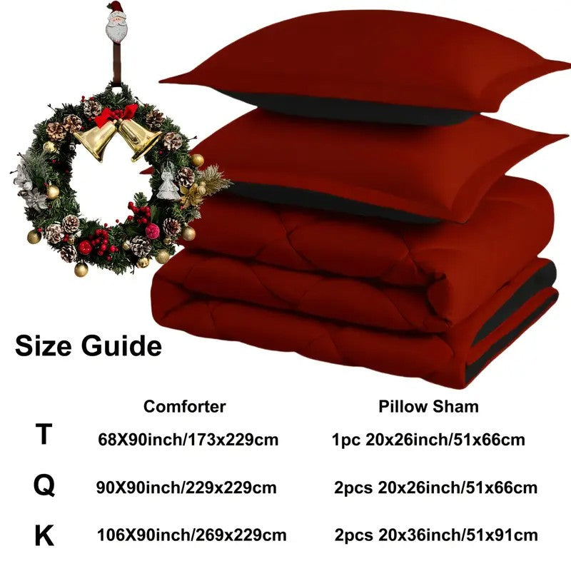 2/3pcs Reversible Comforter Bedding Set, Comforter Set Queen/King Size,For All Seasons, 1 Comforter And 1/2 Pillow Shams