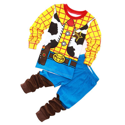 New Kids Pajama Set Cotton Soft Buzz Lightyear Print Loungewear Long Sleeve Pjs Sleepwear for Toddler Boys Girls Nighty