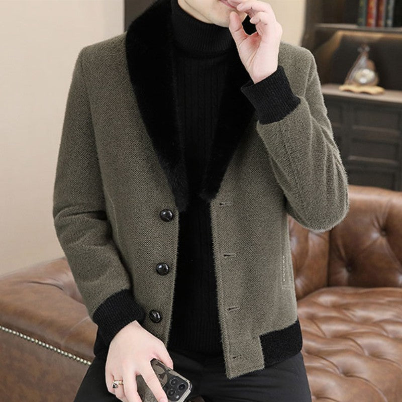 2024 Winter Woolen Jacket for Men Thick and Plush Warm Lapel Trench Coat Casual Business Wool Blends Social Streetwear Overcoat