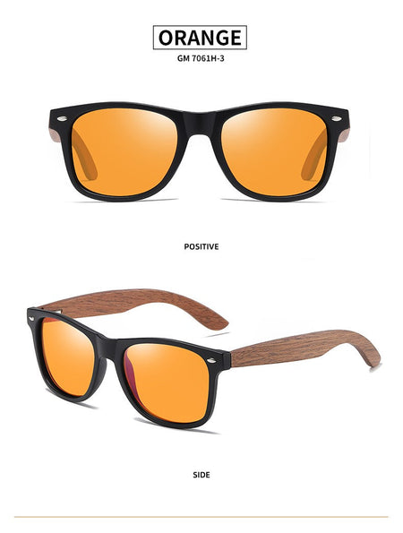 GM Environment-Friendly Retro Walnut Wood Sunglasses UV400 Polarized Bamboo Sunglasses Men's Fashion Trendy Anti Blue Lens 7061h