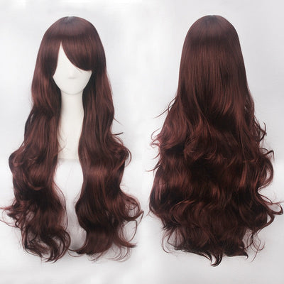 European and American style cos color anime wig, with foreign trade buckle net, universal, 80CM long, curly Synthetic fiber wig