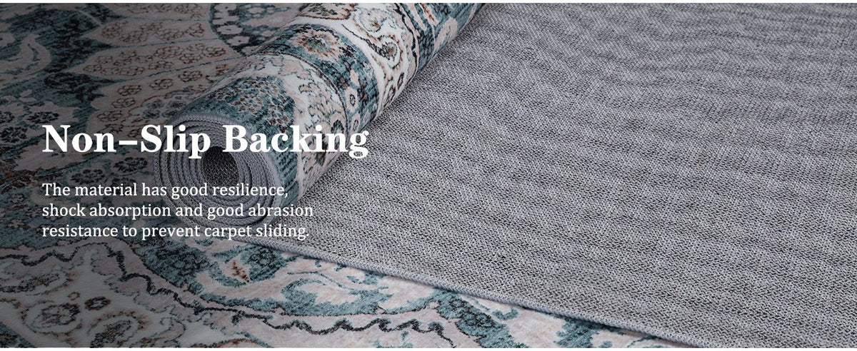 Area Rugs for Living Room, Machine Washable Vintage Rug, Non-Slip Low Pile Throw Rugs with Rubber Backing Washable Carpet