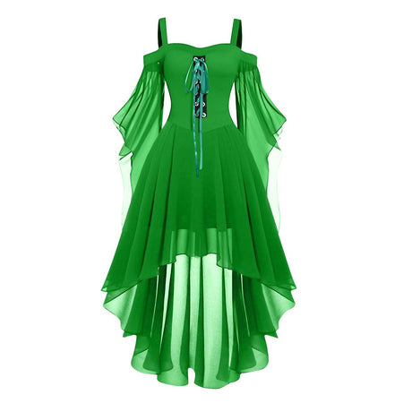 2024 New Women Fairy Skirt Plus Size Cold Shoulder Butterfly Sleeve Halloween Witch Gothic Dress Elegant Party Evening Dresses