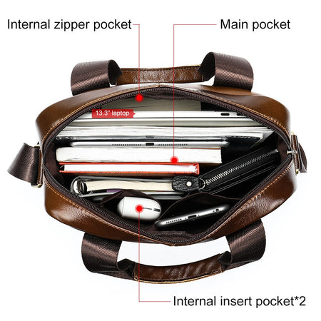 WESTAL Men's Shoulder Bags Genuine Leather Crossbody Messenger Bag For 13.3 Inch Laptop Briefcase Leather Man Handbags 8577