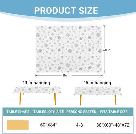 Christmas White Snowflake Waterproof Tablecloth Table Decor Winter Holiday Kitchen Dining Tablecloth Christmas Decorations