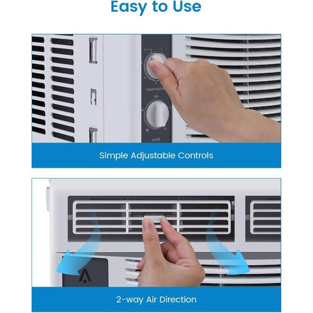 5000BTU Window Air Conditioner AC Unit Designed for Efficient Cooling up to 150 Sq. Ft. with Manual Adjustable Fan and Multiple