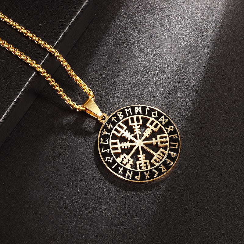 Rune Compass Necklace for Men Vintage High Quality Pendant Amulet Party Jewelry Gift