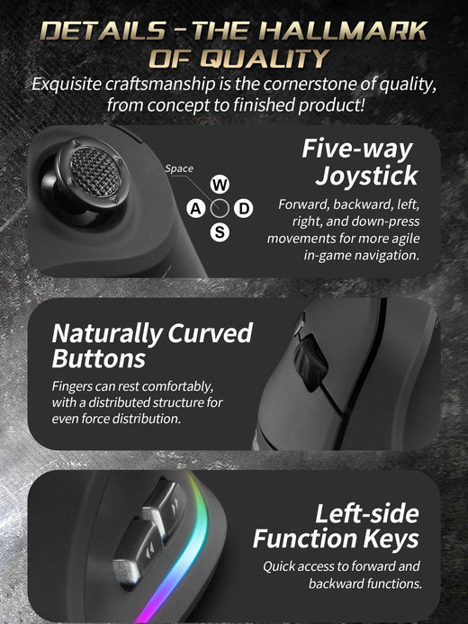 ZELOTES F18 Vertical Ergonomic Mouse 2.4G Wireless Mouse Bluetooth 24000DPI with Programming Gaming Mouse for PC Computer Laptop