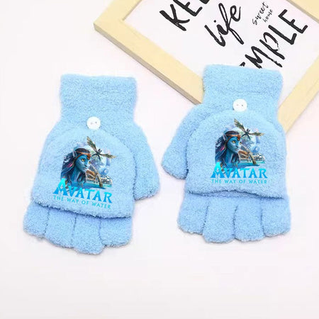 Avatar Fire and Ash Gloves Disneys Boy Winter Flip Cover Mittens Kids Outdoors Warm Cute Glove Children Clothes Accessories Gift
